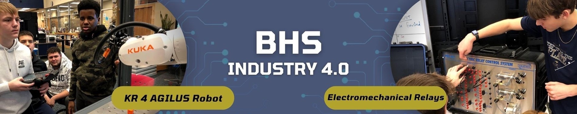 BHS students work with the KR 4 Agilus robot and electromechanical relays in Industry 4.0