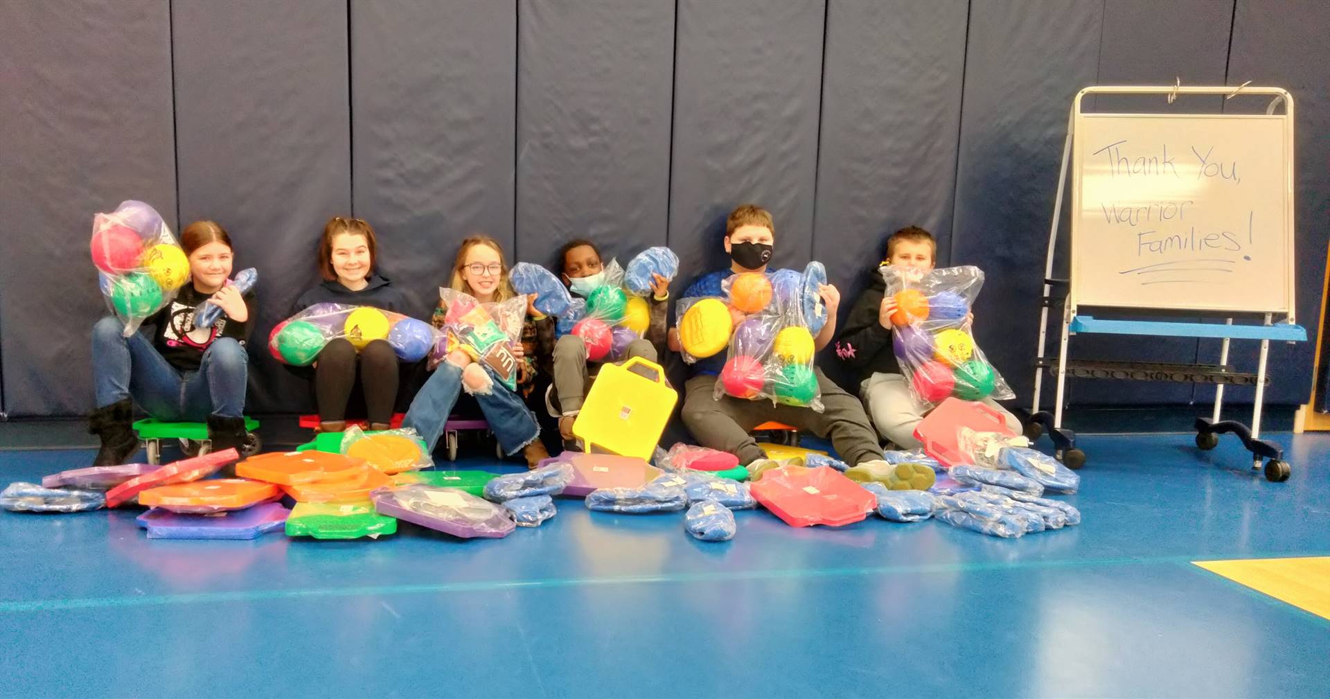 Students are excited to use equipment purchased with Read-A-Thon money in gym class