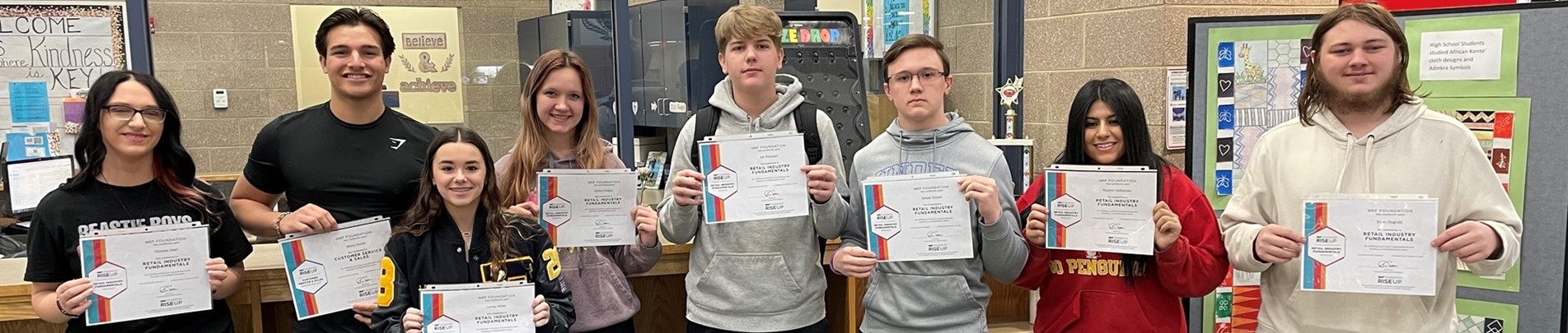 Students receive industry certification for retail, customer service, and sales