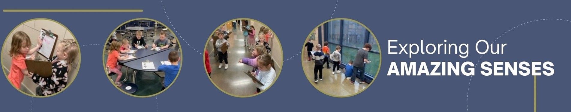 Kindergarten students go on a sensory walk to explore the five senses