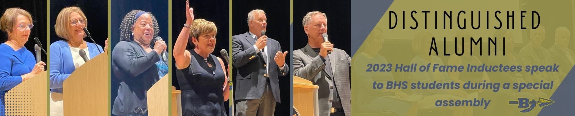 Hall of Fame inductees speak to BHS students during a special assembly