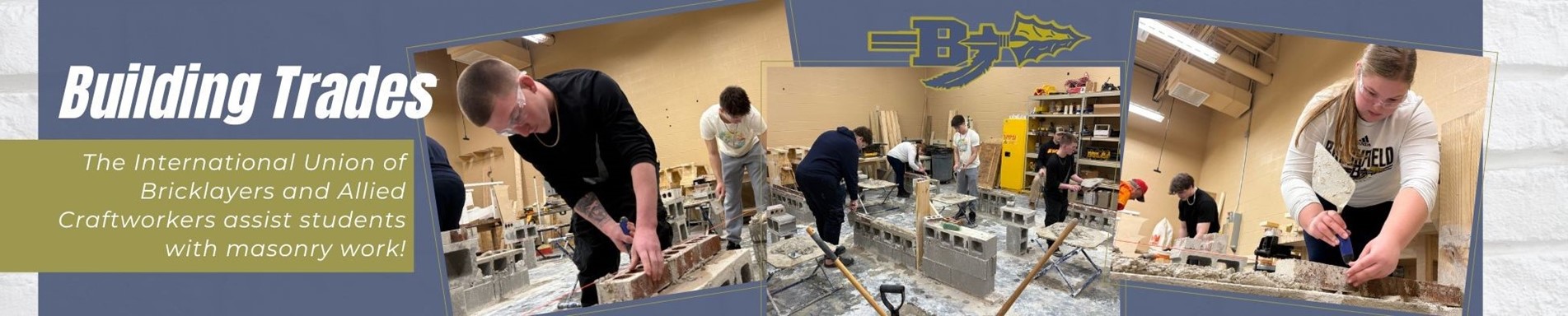 Trades students complete masonry lesson
